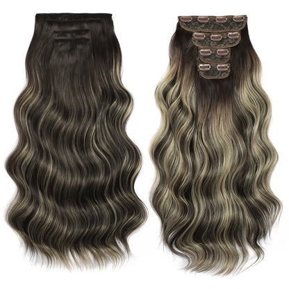 Bio Body Wave Clip in Hair Extensions 22 polegadas 4 peças/lote 220g Macio Natural Fibra Sintética Resistente ao Calor Clip in