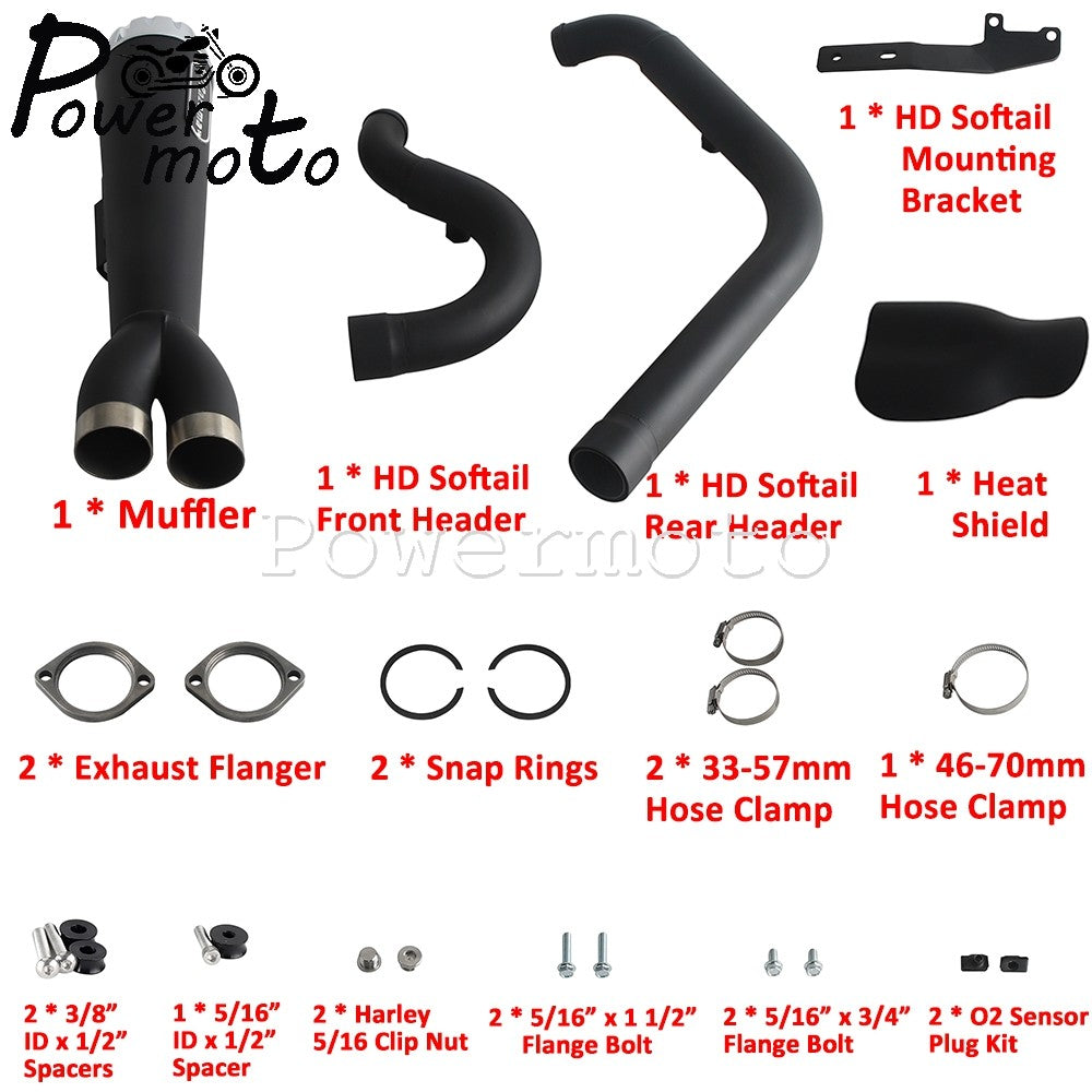 2-into-1 Full Systems Exhaust Motorcycle Complete Muffler For Harley  M8 Touring Road Glide CVO Street Electra Glide Road King