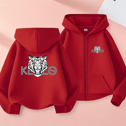 Children Zip Up Hoodie Tops tiger's head Girl Boy Sweatshirt Kid 3-12 Year Zipper Hoody Coat Casual Sweatshirts black Clothes