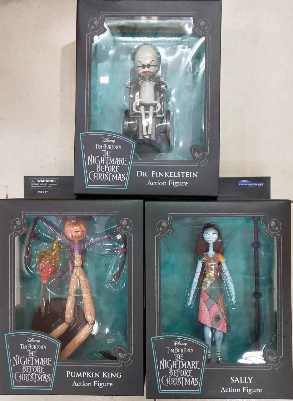 Diamond Select Toys DST O Estranho Mundo de Jack Dr. Finkelstein Pumpkin King Sally Boneco Articulado