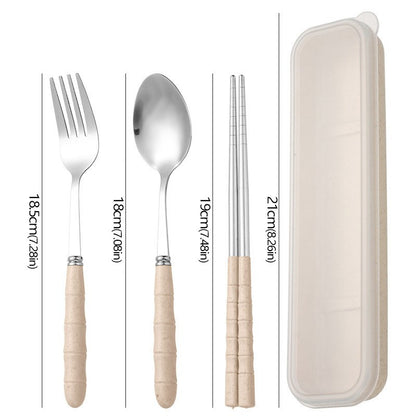 3pcs/set Tableware Set Stainless Steel Chopsticks Fork Spoon Set Travel Flatware With Box Lunch Tableware Kitchen Accessories