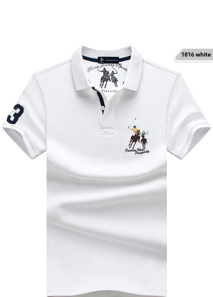 Summer Polo Shirt Men Cotton Casual Embroidery Polo T Shirt Solid Short Sleeve Lapel Button Shirt Business Fashion Designer Male