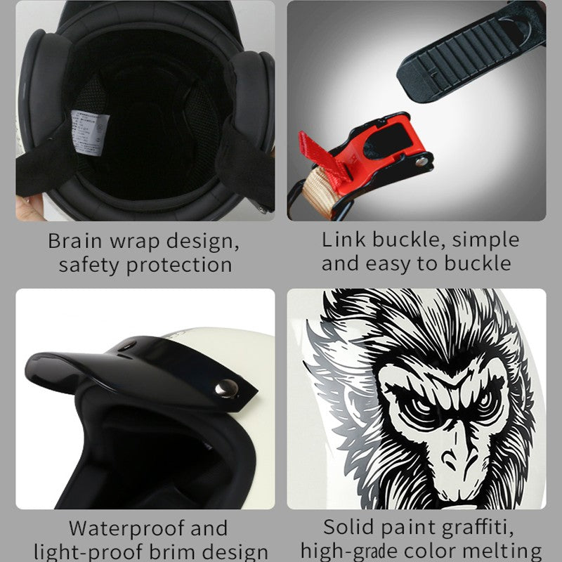 DOT Open Face Casco Moto for Motorcycle Accessories Men Moto Helmets Certificated Retro Motorcycle Helmet Cafe Racer