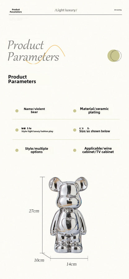 17/27/cm Aesthetic Bear brick Ceramic Staute Teddy Bear decor action figure Sculptures Ornament for room Home Decoration Crafts