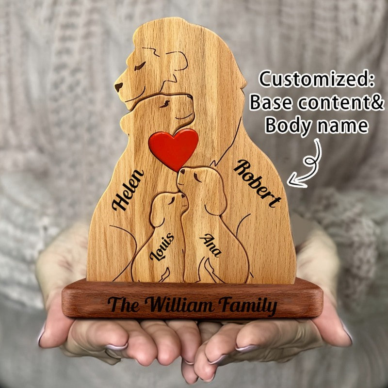 Wooden Lion Family Puzzle Ornament DIY Custom Name Home Decorations Thanksgiving Christmas Gifts Gifts for Mom Art Crafts