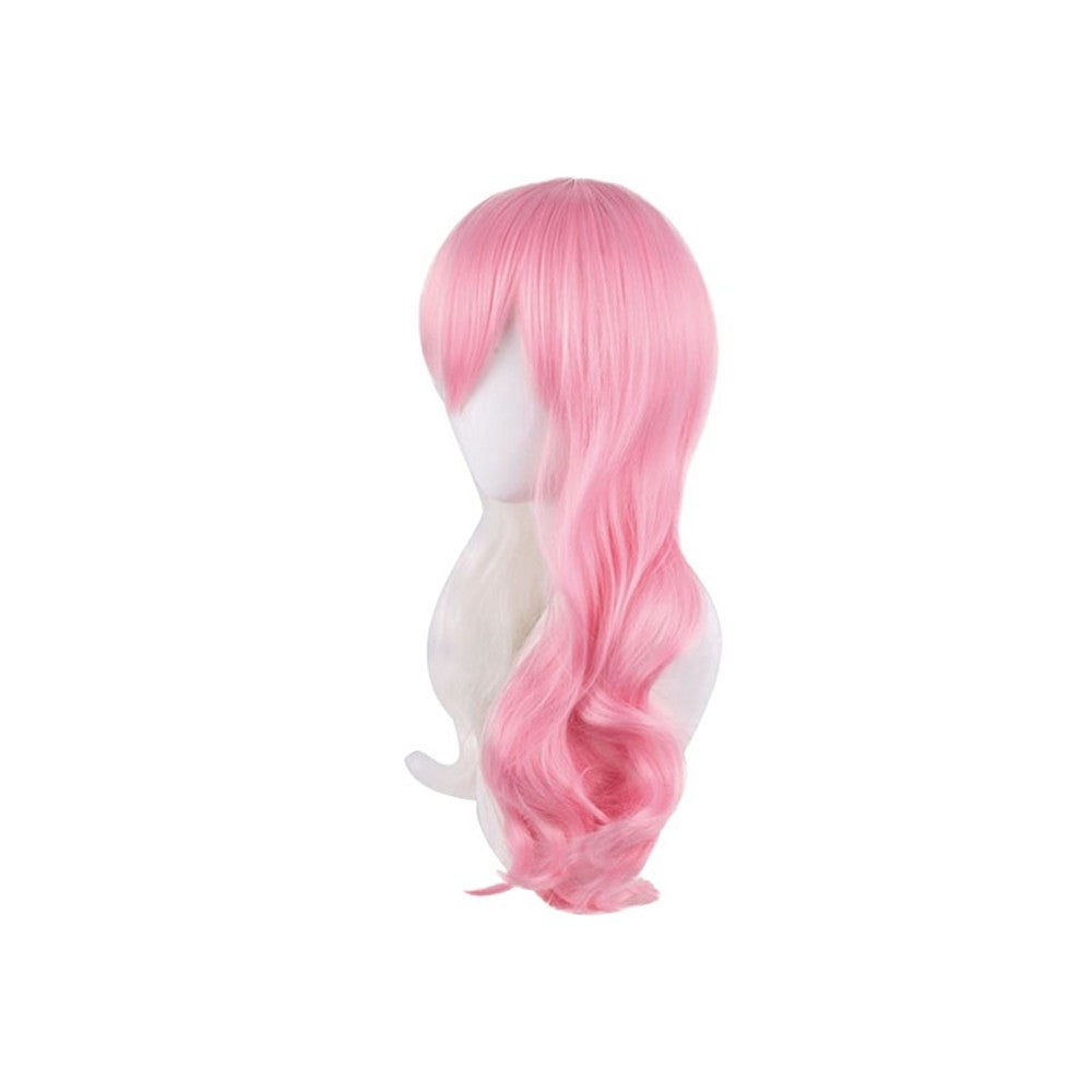 Perucas Monomi Cosplay Adereços de Anime Cabelo Sintético Cacheado Longo Rosa Branco Adereços de Carnaval para Festas
