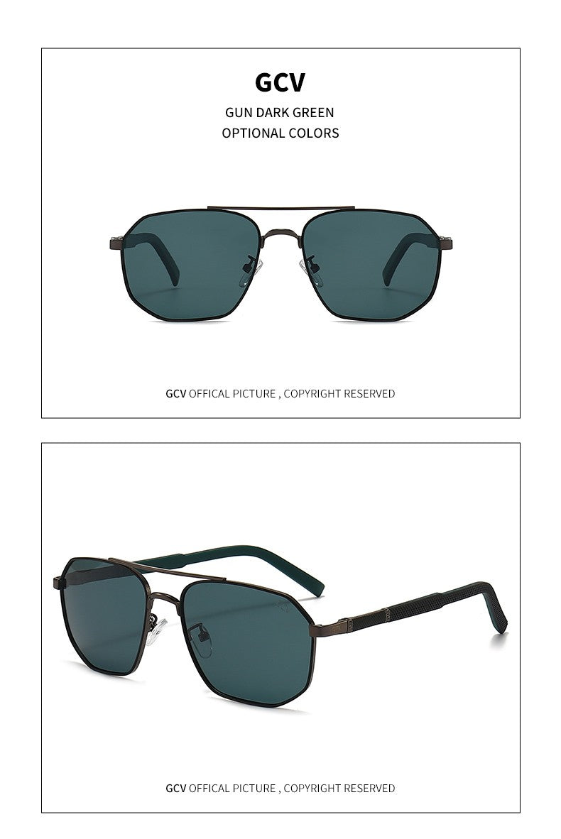 GCV 2025 Óculos de Sol Polarizados Clássicos Masculinos Modelo Piloto Quadrado Armação de Metal Óculos de Sol Masculinos para Dirigir Óculos UV Bloqueador Luxo