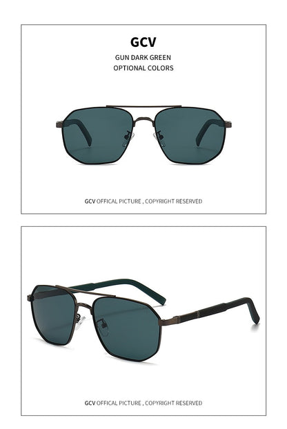 GCV 2025 Óculos de Sol Polarizados Clássicos Masculinos Modelo Piloto Quadrado Armação de Metal Óculos de Sol Masculinos para Dirigir Óculos UV Bloqueador Luxo