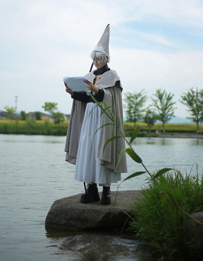 Anime Witch Hat Atelier Cosplay Costume Magician Qifrey Robe Cloak Belt Pointed Hat Wig Set Party Masquerade Carnival Adult Suit
