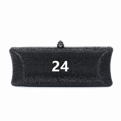 Women Brown/Black/Orange/Red/Purple Rhinestone Clutch Evening Bags Metal Minaudiere Handbag Bridal Purse Wedding Party Clutches