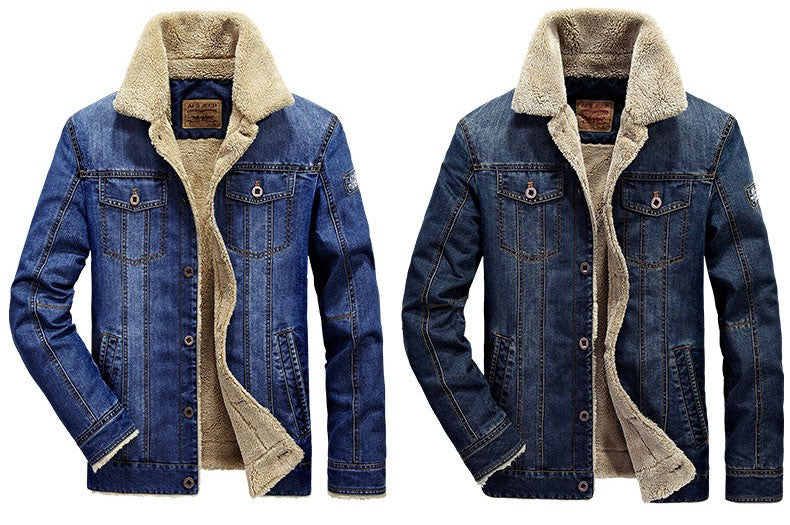 Winter Jackets Men Oversized Fleece Denim Jacket 6XL 7XL Streetwear Thicken Casual Jacket Coat Men's Clothing Outerwear AF66009A