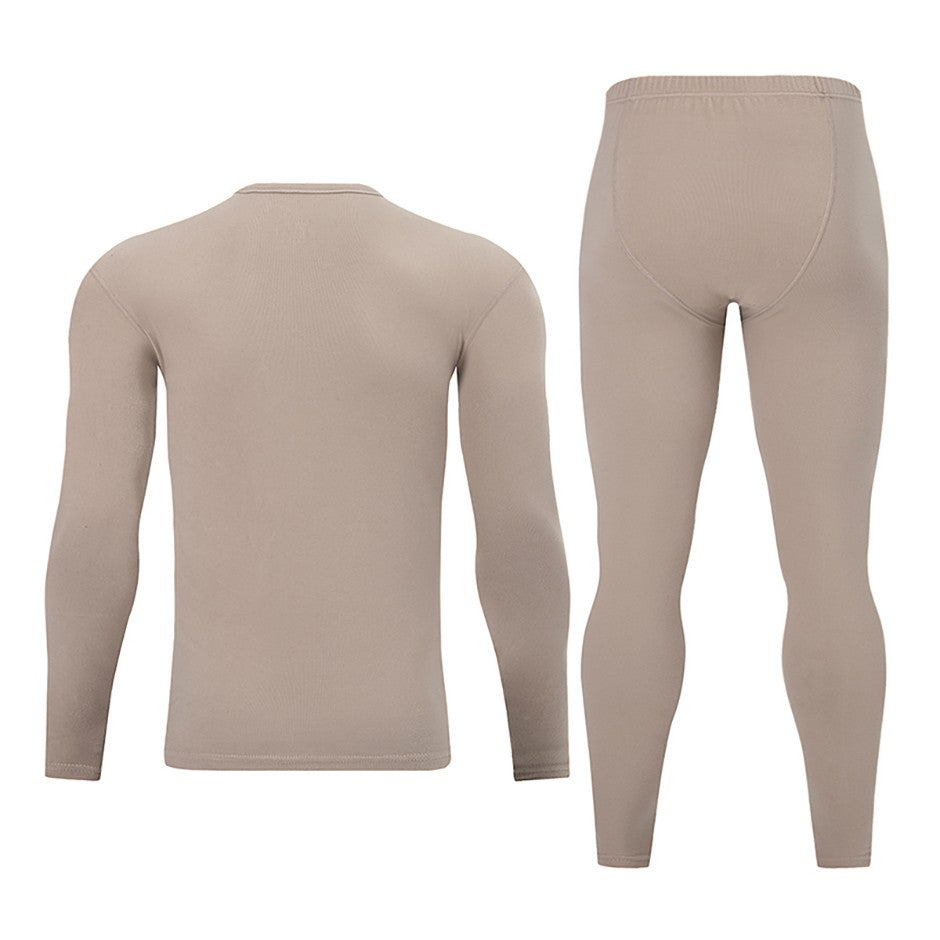 2-piece Autumn And Winter Men's Fashion Lucky Deer Pattern Solid Color Basic Warm Underwear Set Comfortable Long Sleeve Pants