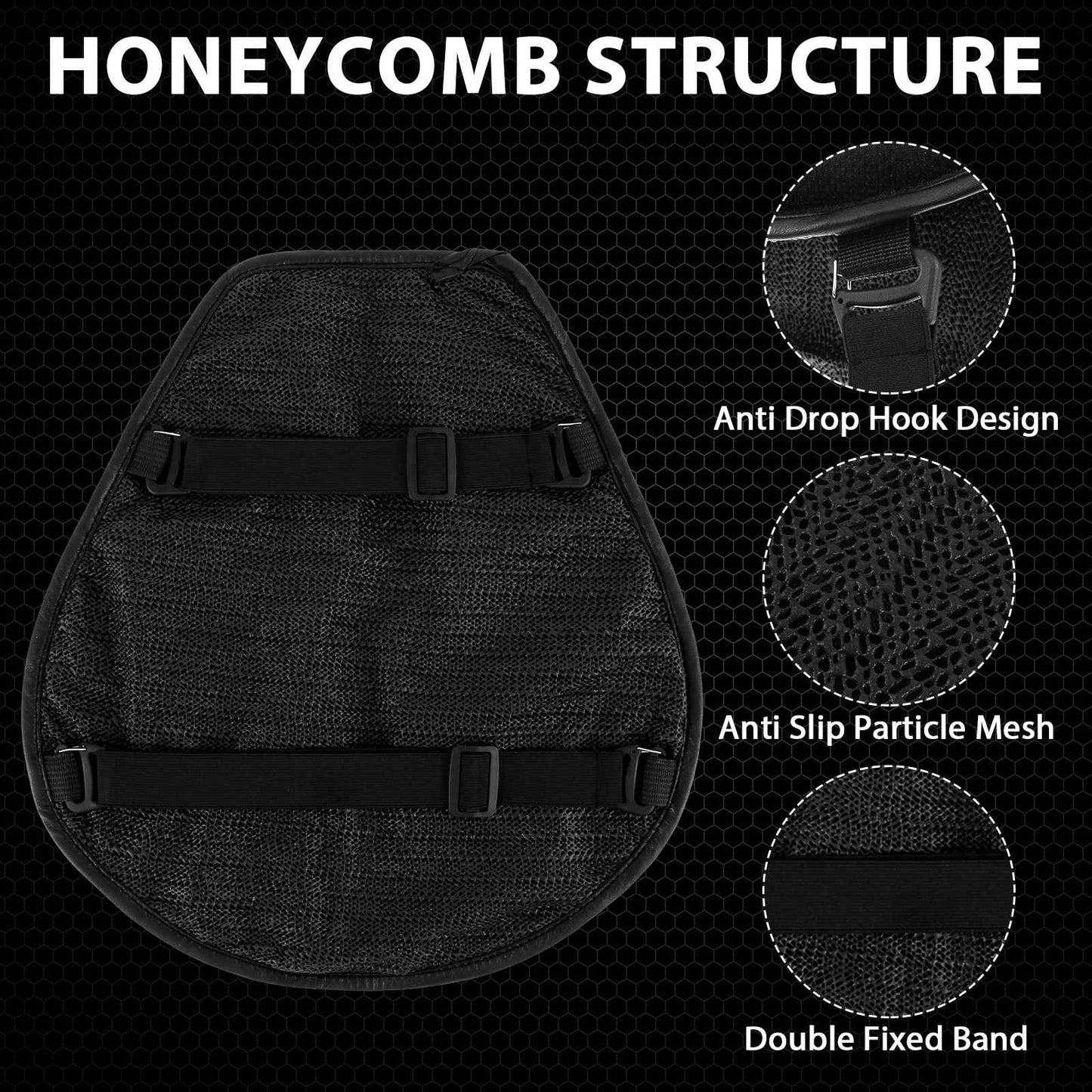 Almofada de Gel Antiderrapante para Assento de Moto 3D Colmeia Amortecedora Almofada de Assento de Moto Respirável Acessório de Capa de Assento de Moto
