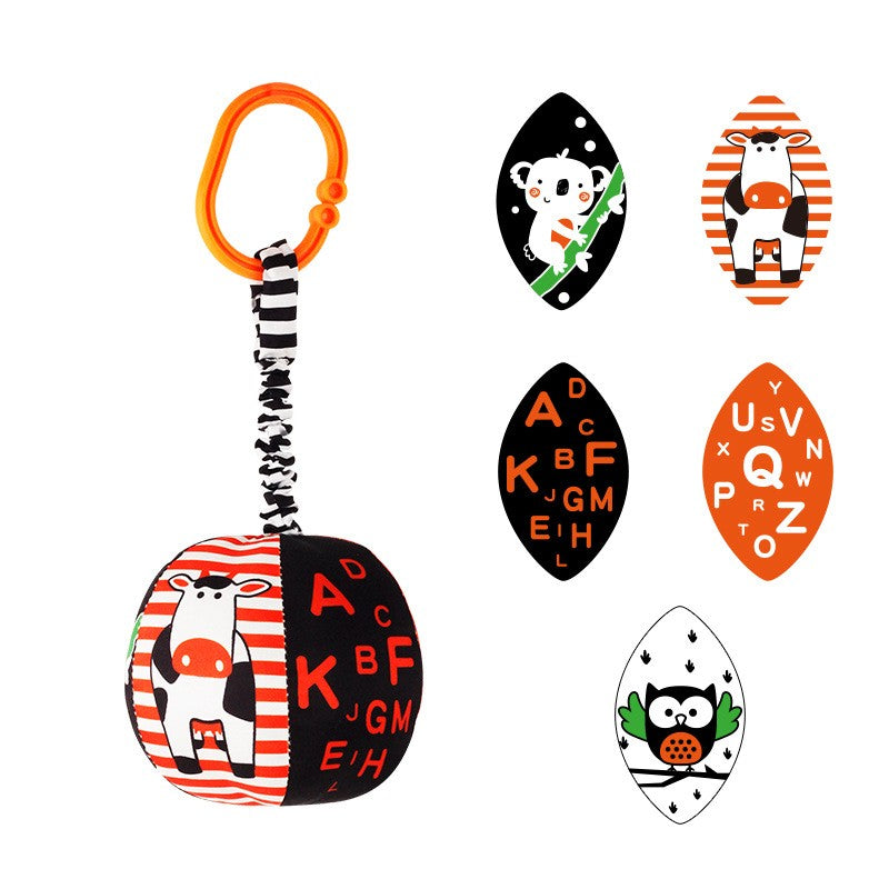 Baby Newborn Crib Hanging Rattle Toys Early Development for 0-12 Months High Contrast Black and White Learning Education Toy