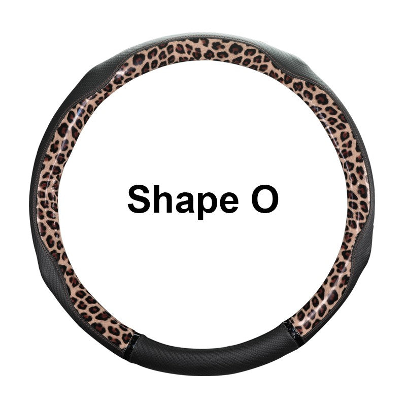 Capa de Volante de Couro Antiderrapante para Carro Capa Protetora Universal com Estampa de Leopardo Estilo Moda 38cm Formato O D