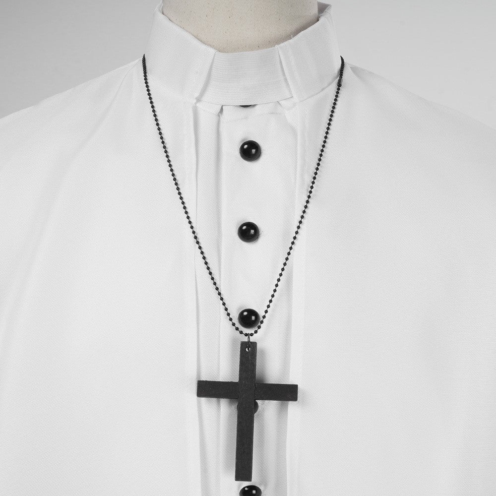 Medieval Renaissance Retro Priest Cosplay Costumes Catholic Church Religion Papal Priest Mass Preacher Solid Robe Clergy Cassock
