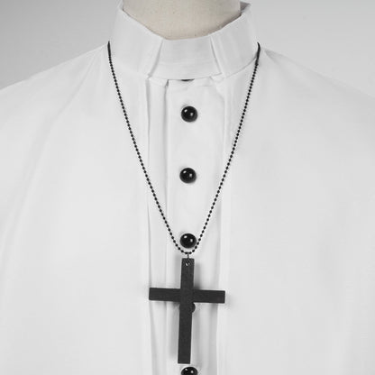 Medieval Renaissance Retro Priest Cosplay Costumes Catholic Church Religion Papal Priest Mass Preacher Solid Robe Clergy Cassock