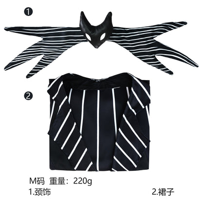 Anime Jack Skellington Cosplay Costume Christmas Night Outfit Black Stripe Dress For Woman Halloween Party Fancy Demon Clothes