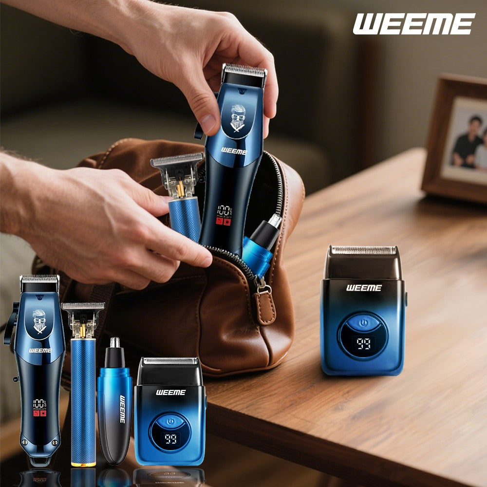 WEEME 4-in-1 Electric Hair Clipper Set for Men - Rechargeable Cordless Hair Trimmer Shaver Kit with Nose Ear Grooming Tools