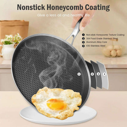 Panquequeira Antiaderente Favo de Mel Panela Dosa Alça Ergonômica de Aço Inoxidável Panela de Panqueca de Cozinha Panela de Tortilla Compatível com Indução
