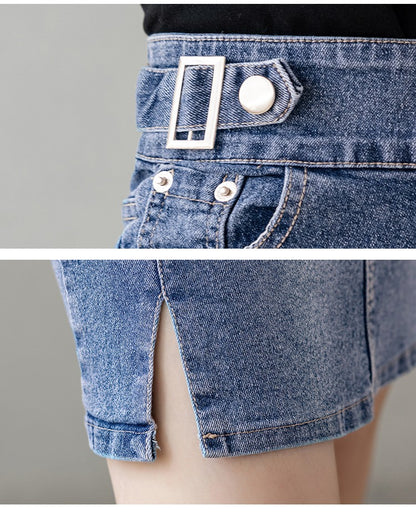 Autumn 2025 Plus Size Skirt For Women High Waist Large Size Slit Black Or Blue Jeans Skirts Korean Fashion Slim Jupe Femme