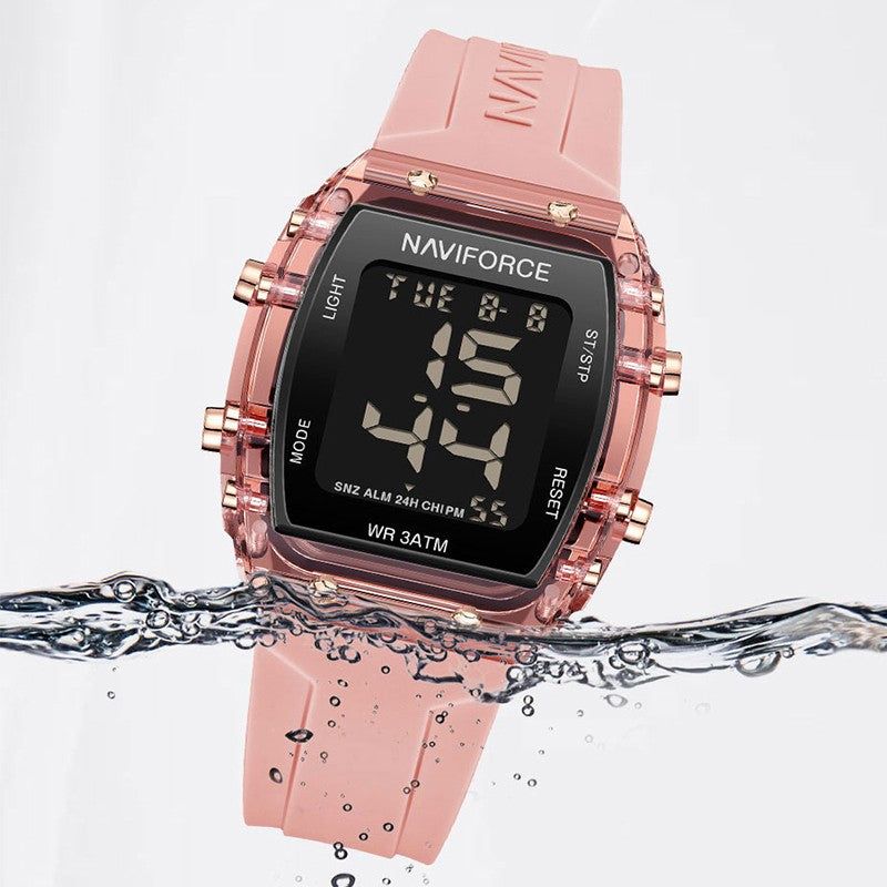 NAVIFORCE Watches for Woman LCD Digital Movement Female Clock Fashion 50m Waterproof Silicone Band Sport Electronic Wristwatches
