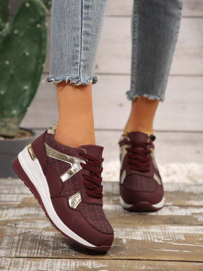 New Big Size Women Sneakers Breathable Lace-up Casual Sneakers Outdoor Lightweight Shoes Women Walking Anti-slip Platform Shoes