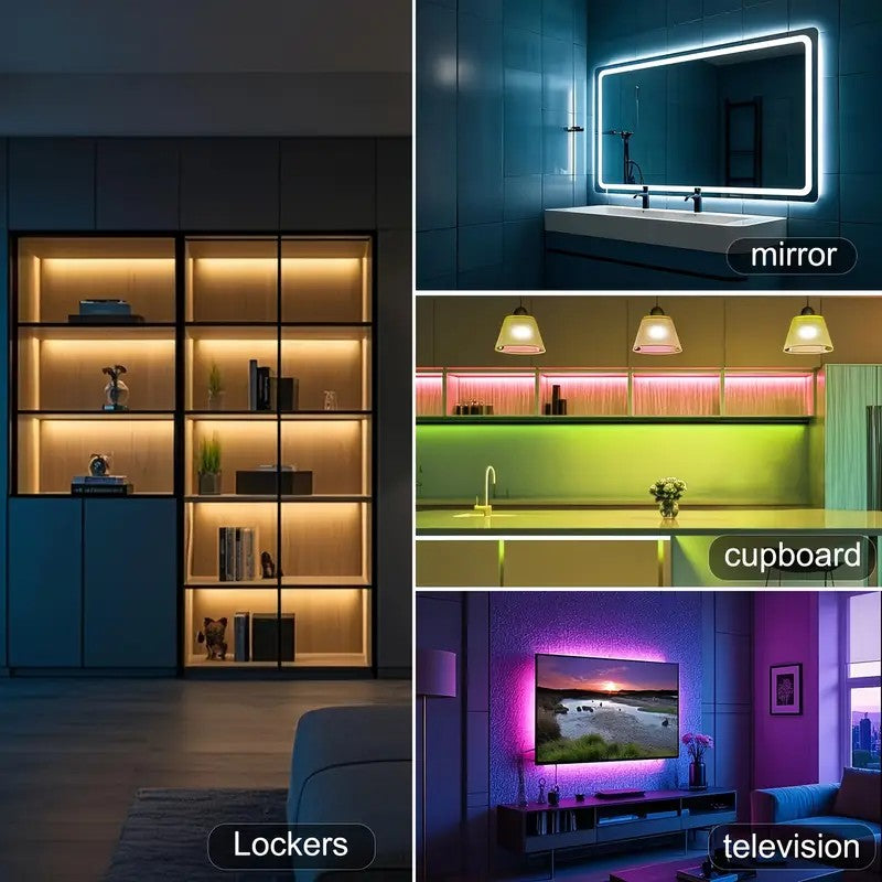 1-40m LED Strip Lights for Room Decoration, APP + 44-Key Remote Music Sync, 5V USB RGB Flexible Tape for TV Backlight