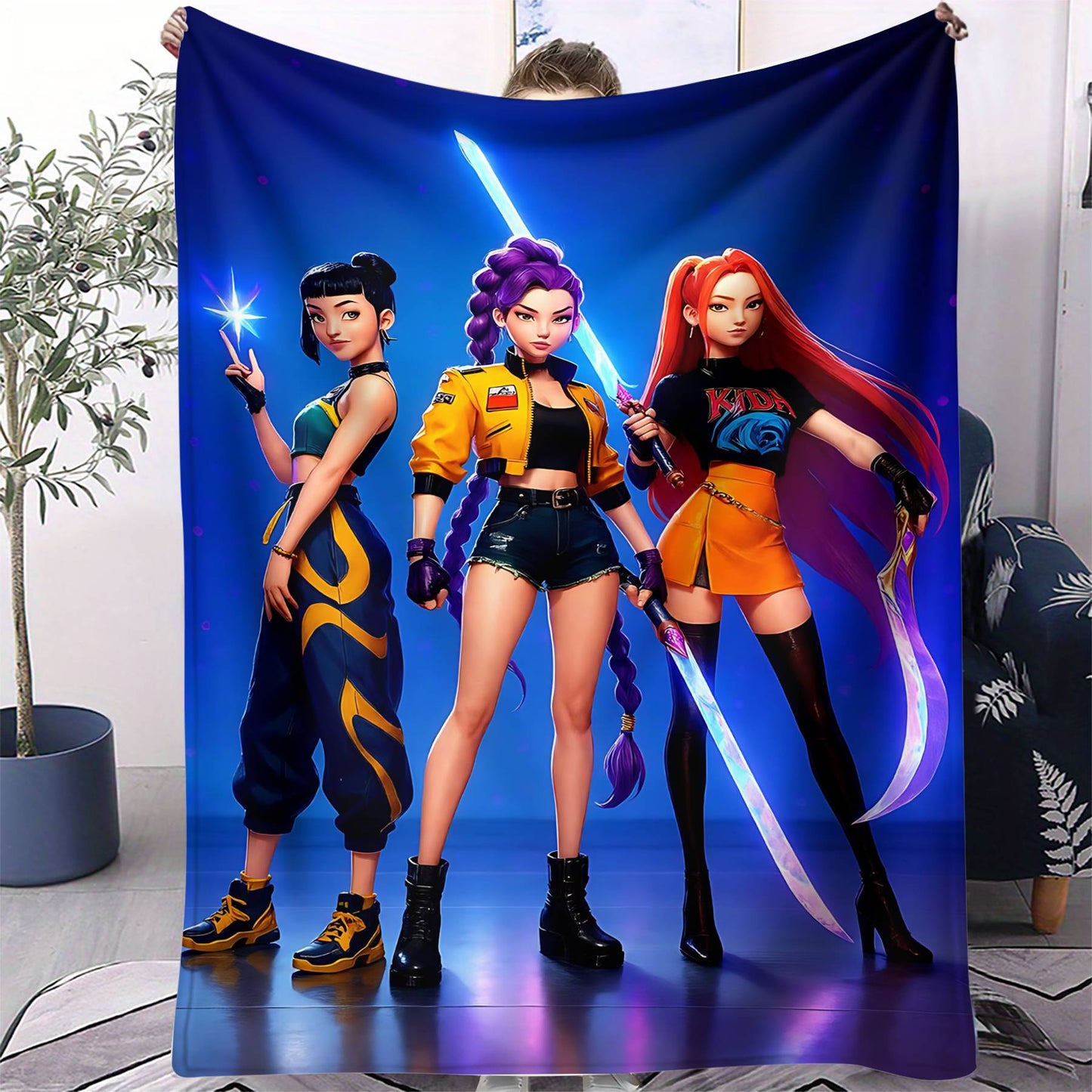 Manta K-Pop Demon Hunter Quente Anime Menina Equipe Manta de Flanela para Sofá Sala de Estar Inverno Quente Presente para Fãs