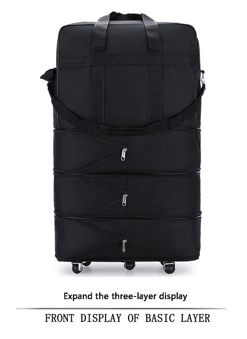 Travelling Pack Wheels For Women Men Expandable Foldable Trolley Luggage Versatile Black Suitcase For Weekend Trip overnight bag