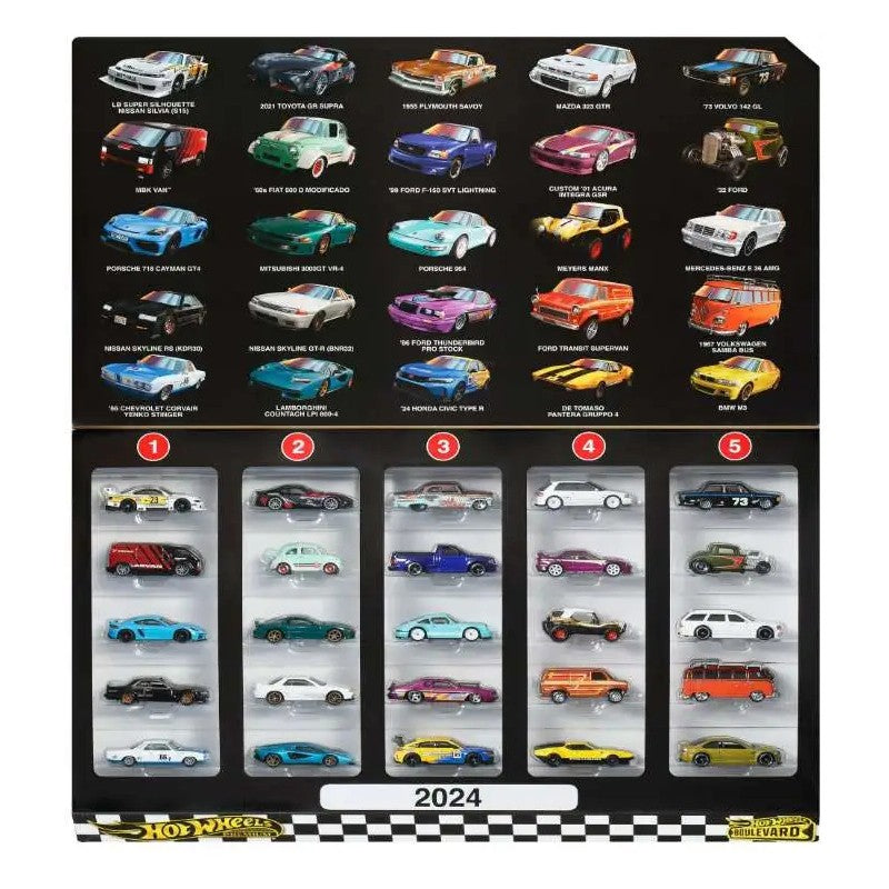 New Hot Wheels Boulevard Exclusive Premium 1:64 Scale Diecast Car 25-Piece Factory Set, Ship Now Unopened