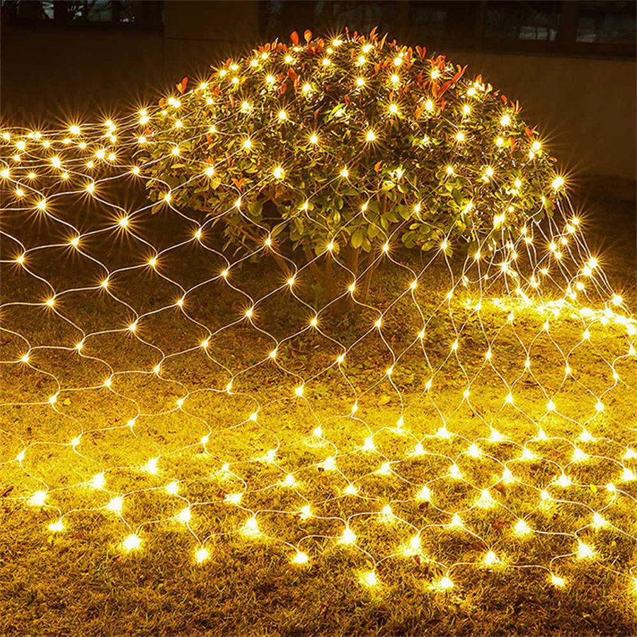 Luzes de corda de rede de LED 8 modos 220V 110V plugue UE/EUA Festival Decoração de Natal Guirlandas Festa de Natal Jardim Ano Novo Casamento