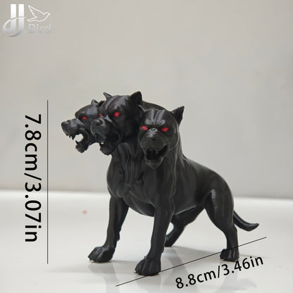 1Pcs Gothic three-headed dog statue ornaments, scary black design, Halloween Thanksgiving decorations, indoor/outdoor decoration