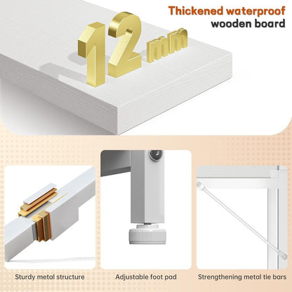 39.4 Inch Computer Desk with 2 Drawers and LED Lights for Small Spaces Home Office Study Writing Table with Side Pocket and Mon