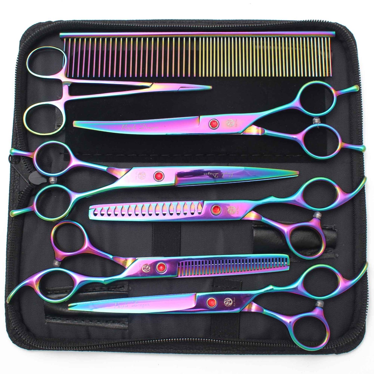 Conjunto de Tesouras para Tosa de Animais de Estimação - Tosa Profissional para Cães e Gatos, Aço Inoxidável, Afiado, Multi-Peças, Cabo Ergonômico, Aparador Durável