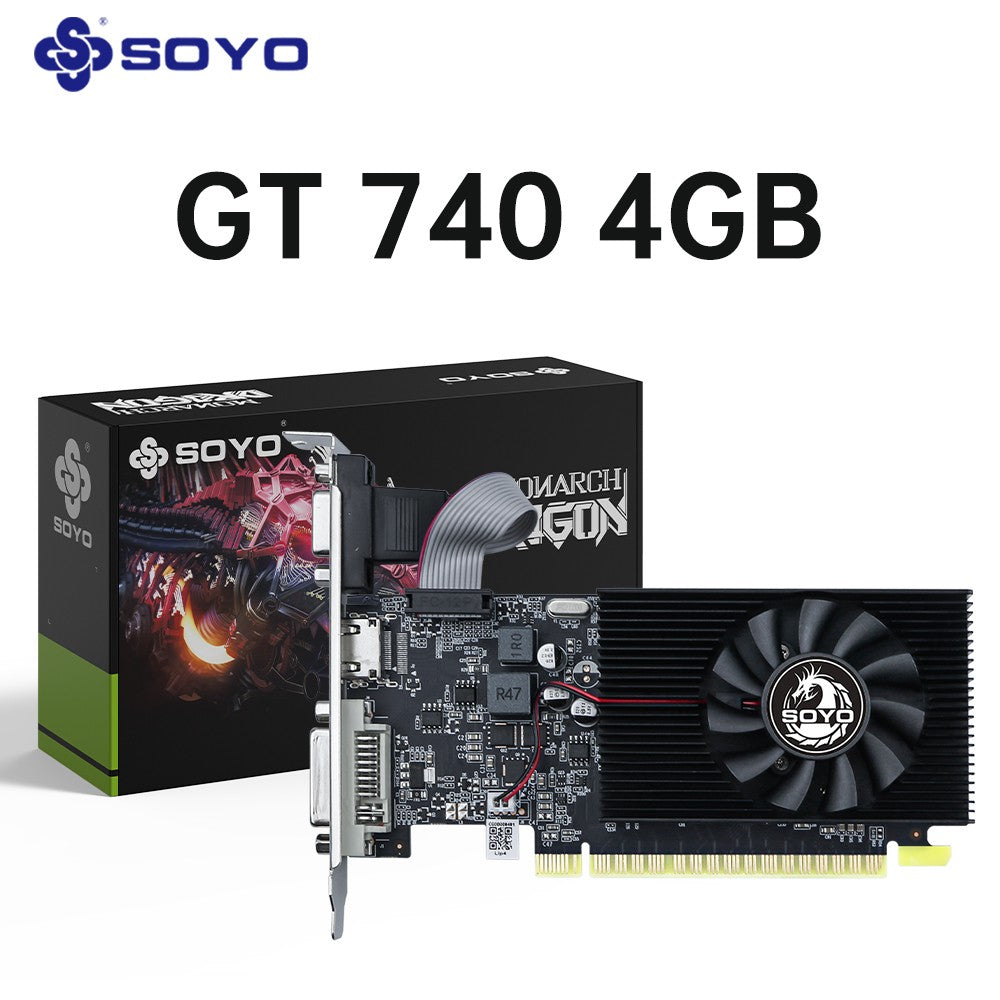 Placa de Vídeo SOYO NVIDIA GeForce GT740 4G GDDR3 GPU 128bit PCIe 3.0 x16 Placas de Vídeo para Jogos para Componentes de Computador de Mesa