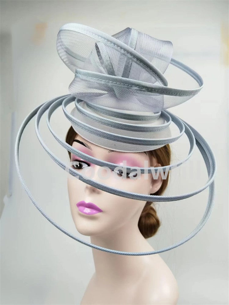 Chapéu Fascinator de Igreja Véu de Casamento de Malha Feminino para Festa Banquete Chapéu Boné Faixa de Cabelo Feminina Festa Chá Royal Ascot Chapéus Pillbox
