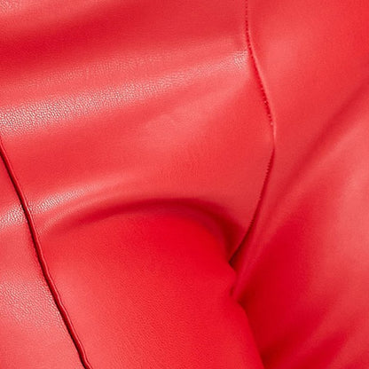 Casual England Style PU Faux Leather Leggings Women Elastic Mid Waist Leather Pencil Pants PU Trousers Fashion Slim Custom