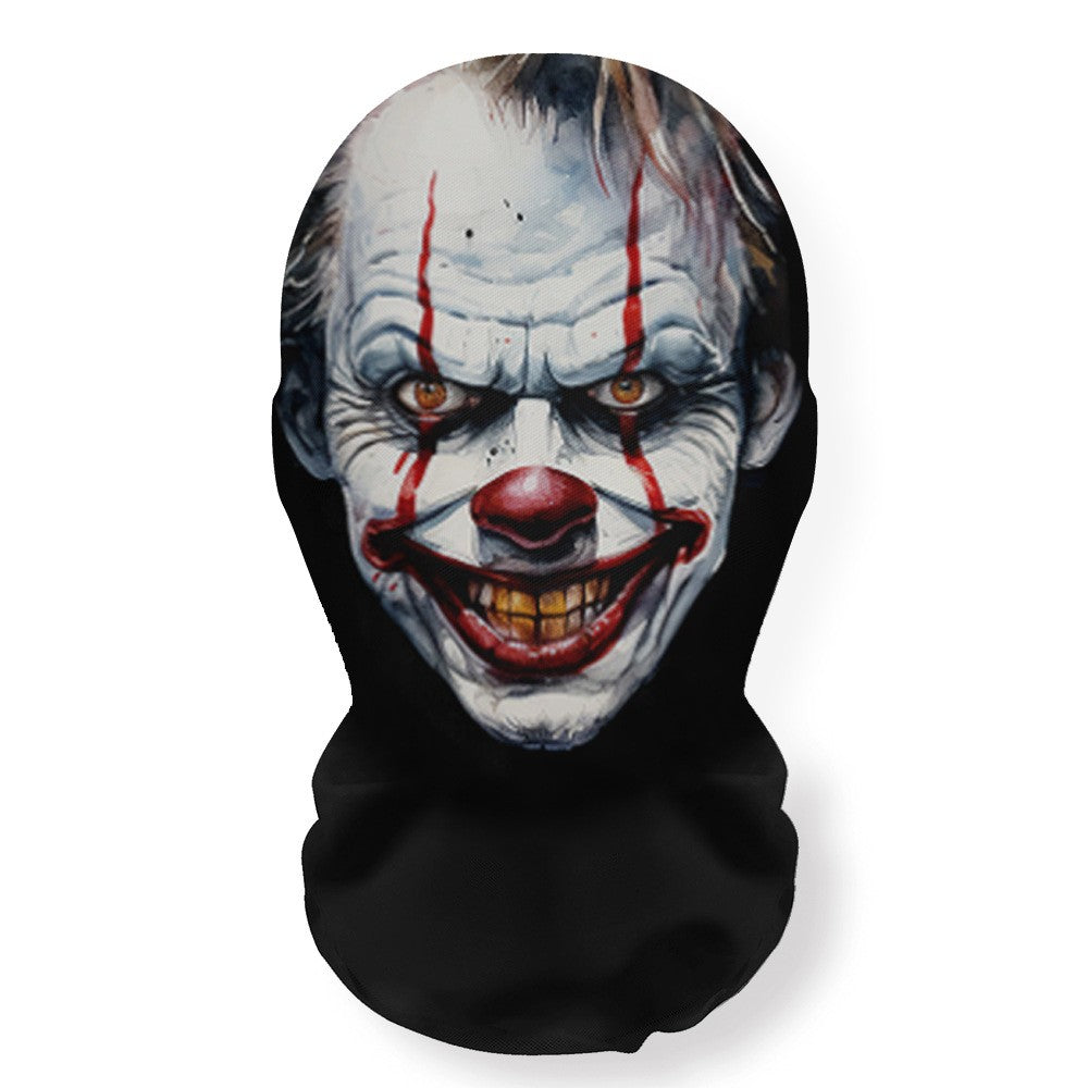 Halloween Skeleton Mask Elastic Mesh Hood Scary Party Cosplay Prop Breathable Face Cover Hood