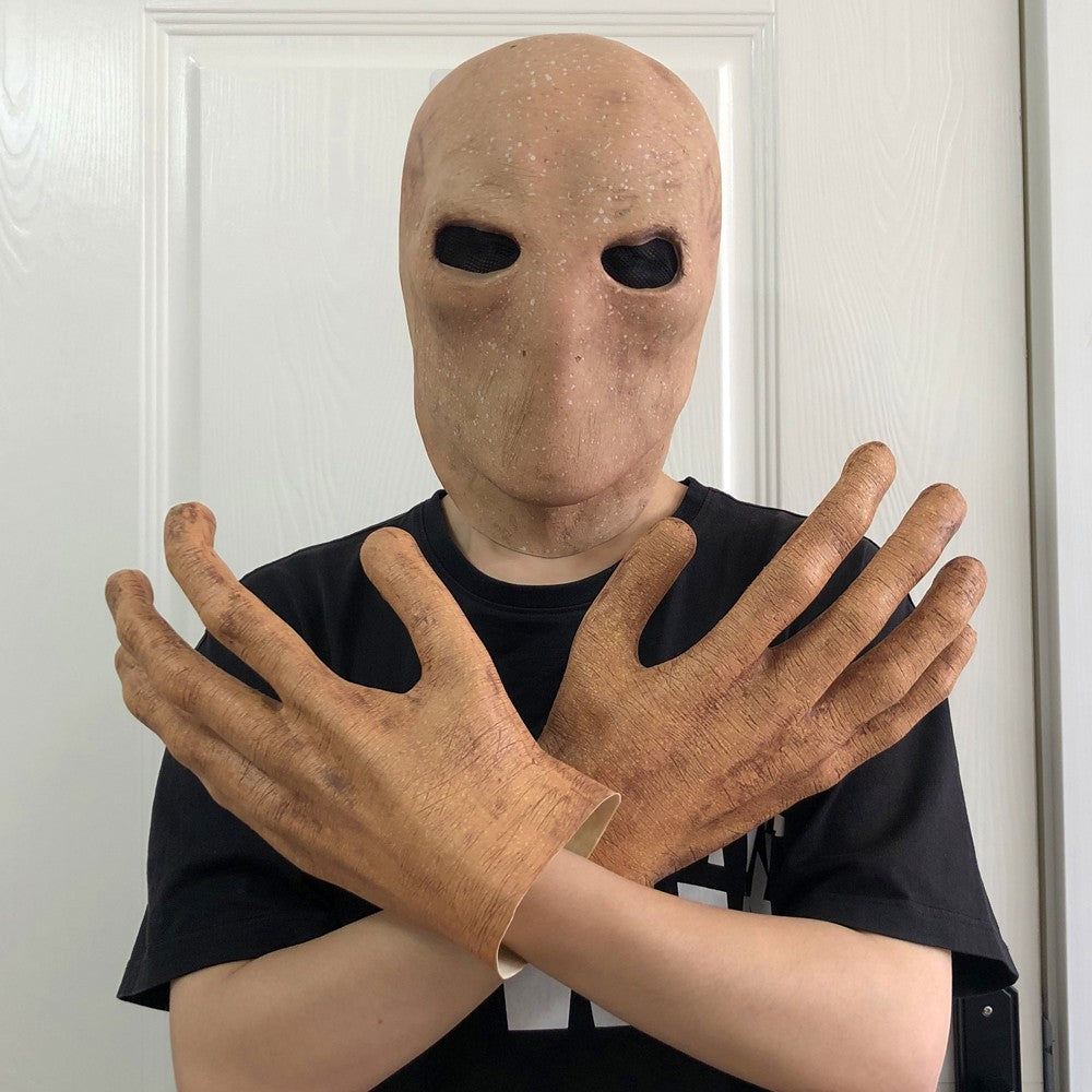 Horror Slenderman Mask Gloves Cospaly Faceless Man Alien Skull Latex Hand Masks Halloween Carnival Purim Party Costume Prop Gift