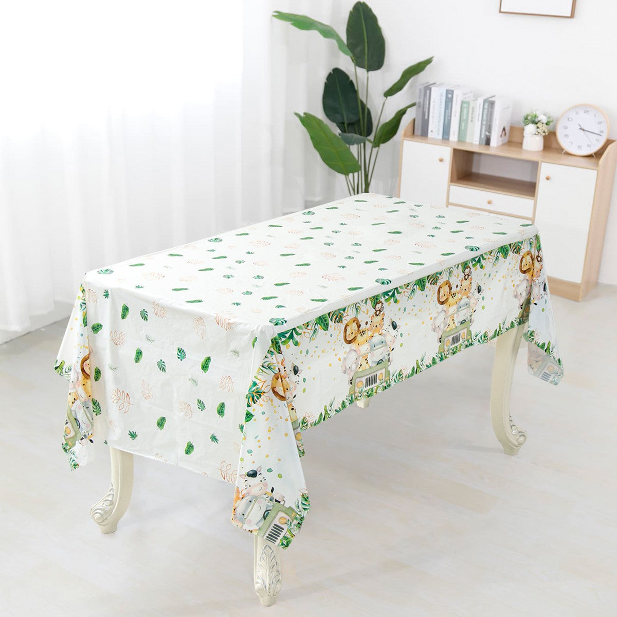 Cartoon Animal Tablecloth Jungle Safari Theme Party Supplies Disposable Table Cover Baby Shower Kids Birthday Party Decorations