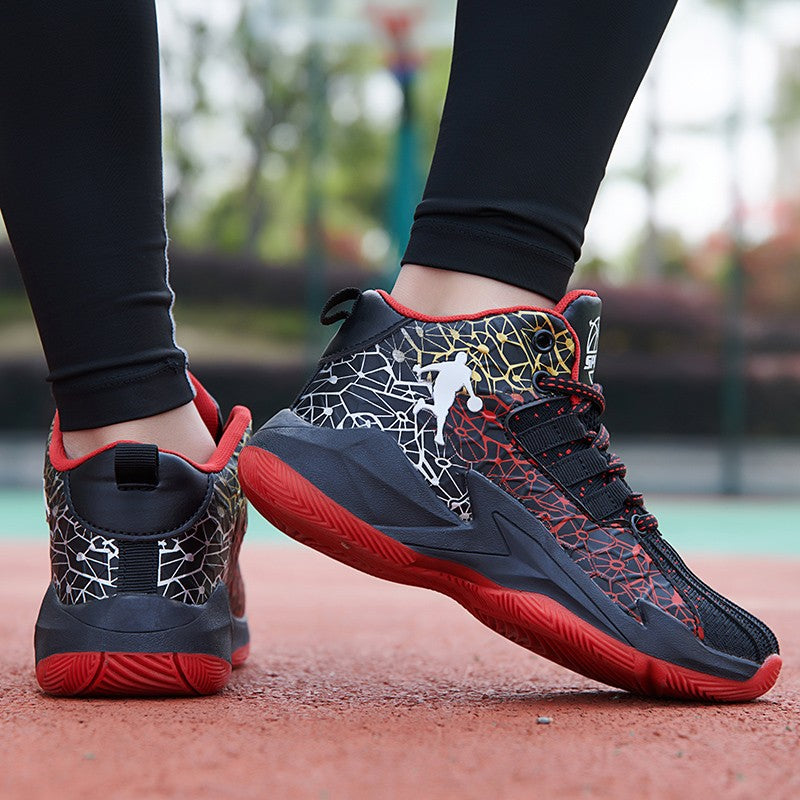 Children‘s Basketball Shoes Non-slip Breathable Basketball Training Sneakers Lace-up Boys Girls Basketball Boots Athletic Shoes