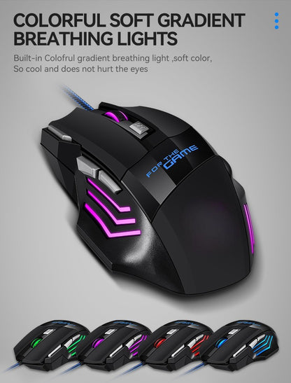 Mouse Gamer USB com Fio G6 7 Botões 5500DPI Ajustável Óptico Ergonômico E-sports para Laptop PC Xiaomi HUAWEI Samsung Pad