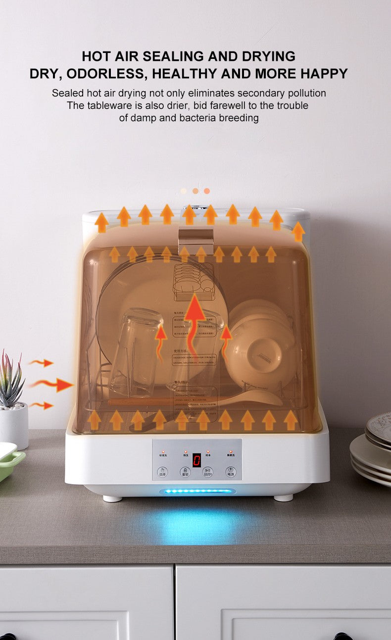 Automatic cleaning dishwasher, compact portable smart household dishwasher, independent installation, visual operation