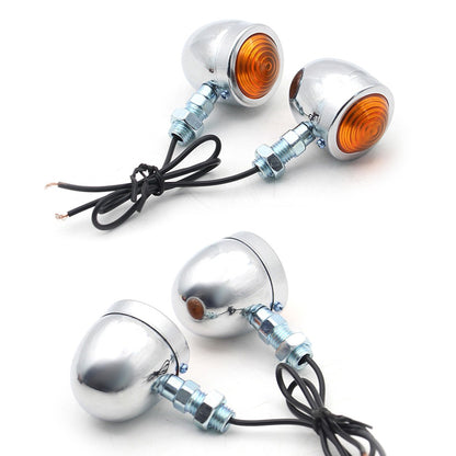 2 peças 12V Piscas Retrô de Metal Lente Âmbar Indicador de Moto Piscas Retrô Luzes de Sinalização de Moto para Harley Racer