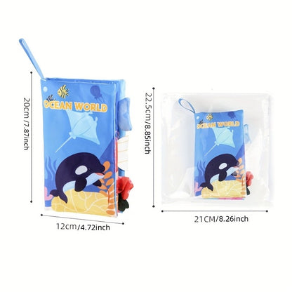 Cloth Books Toys Sensory toys, cloth crepe soft books Baby Prone time toys, Stroller toys Ocean Forest Flying Animals