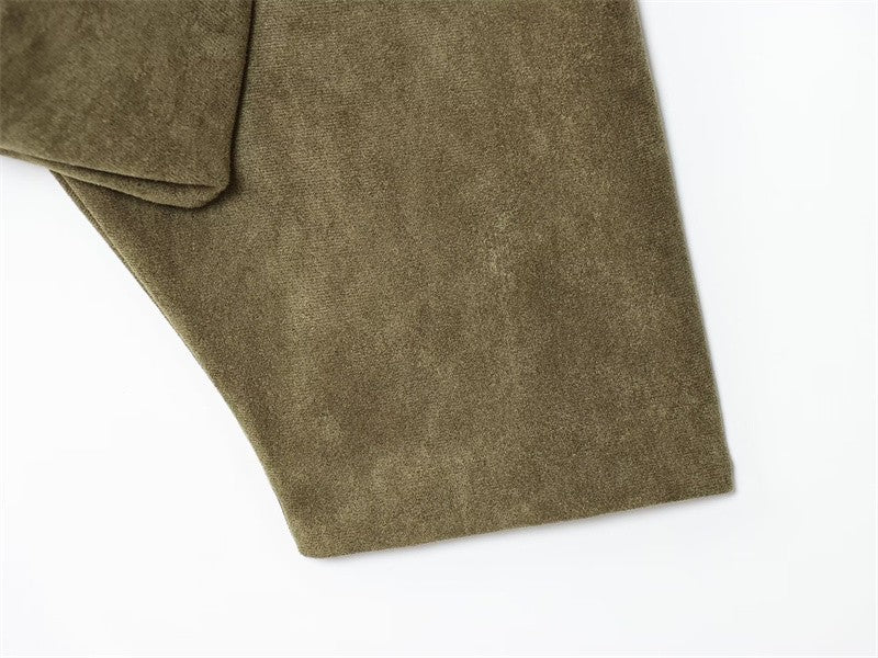 Women's Jacket Fall 2025 New Solid Color Long-Sleeved Faux Suede Loose Bomber Jacket Casual Fashion Personality Versatile