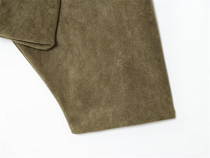 Women's Jacket Fall 2025 New Solid Color Long-Sleeved Faux Suede Loose Bomber Jacket Casual Fashion Personality Versatile