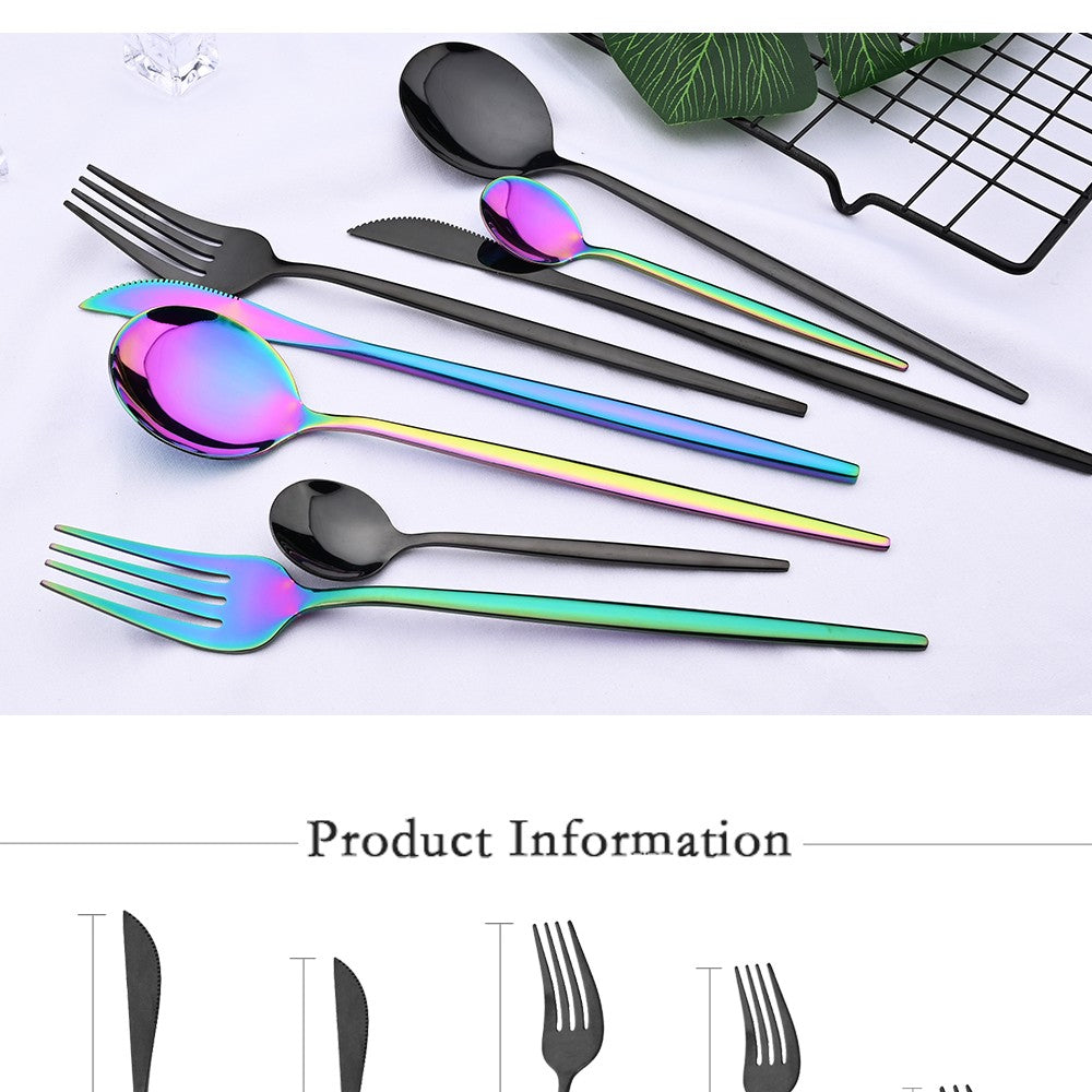 6Set/30Pcs Pink Silver Dinnerware Set Stainless Steel Knife Ckae Fork Spoon Cutlery Set Tableware Silverware Set Dropshipping