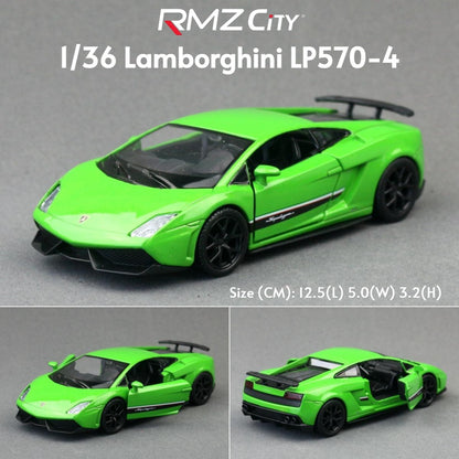 1/36 Lamborghini Super Sport Miniatura de Carro de Brinquedo para Crianças RMZ CiTY Diecast Metal Carrinho de Fricção para Coleção Presente Meninos